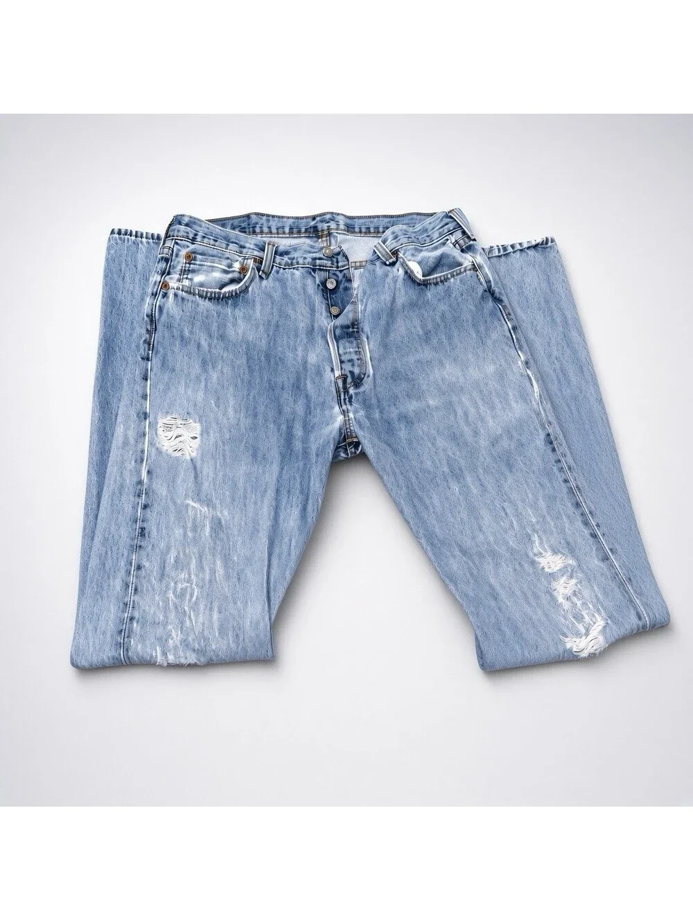 Levis 501 Distressed Denim Jeans Size W36 L36 “vintage Look”